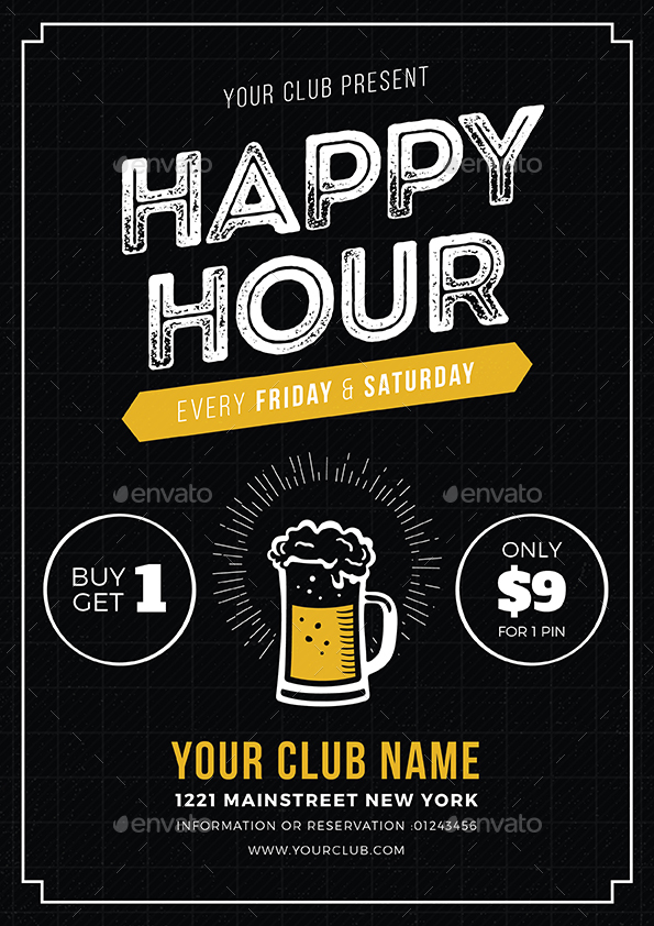 Happy Hour Beer Promotion Flyer / Poster, Print Templates GraphicRiver